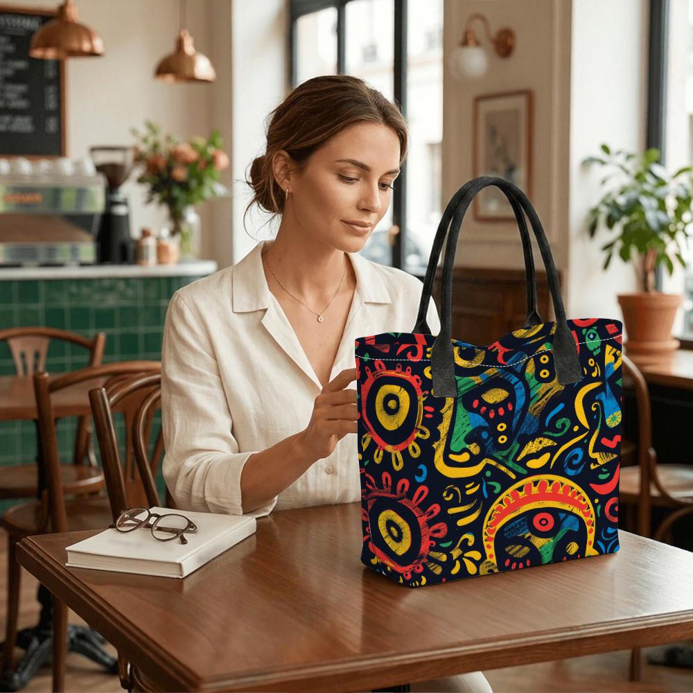  Colorful Graffiti Tote Bag Casual Large Capacity Shoulder Handbag for Daily Use