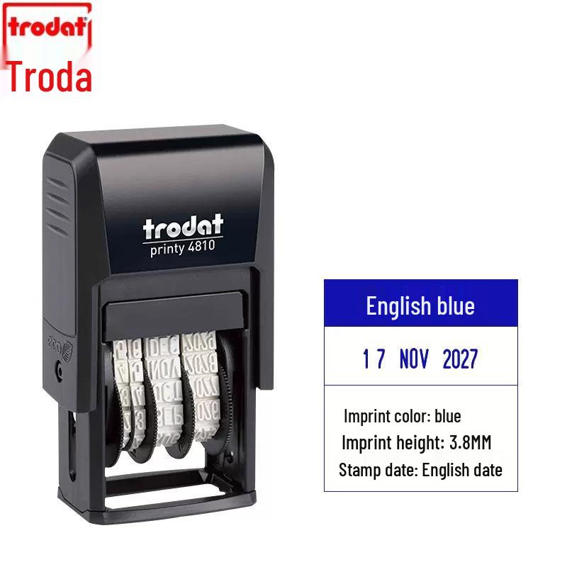 Trodat 4810 Self-Inking Date Stamp, 3.8x20mm, Adjustable, Chinese & English Dates