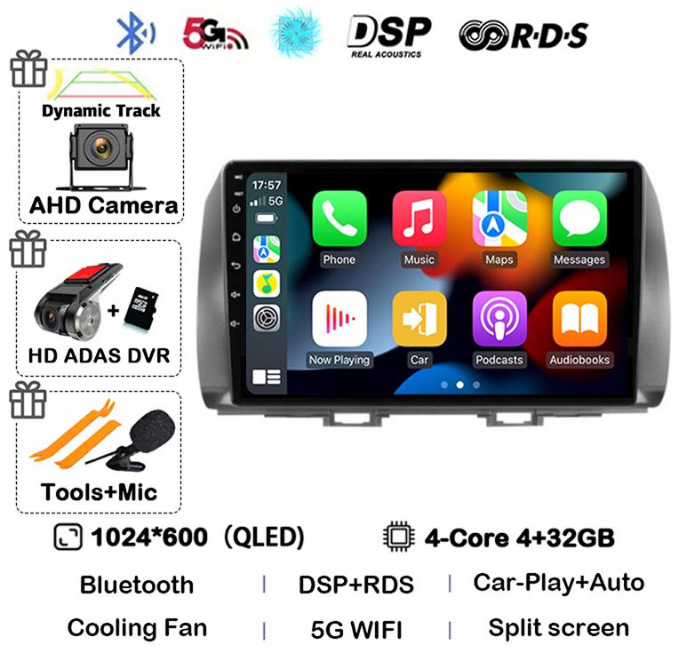 Android 14 Carplay Auto For Toyota BB 2 QNC20 2005-2016 Car Radio Multimedia Video Player Navigation GPS 4G+WIFI Stereo Audio BT