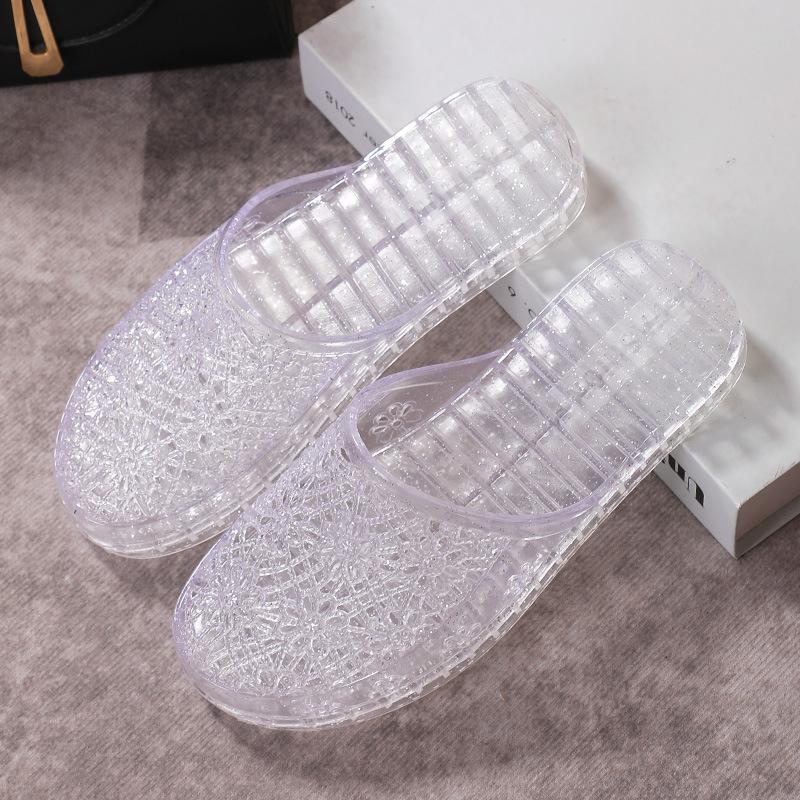 

Летние тапочки с кристаллами и головкой, модные летние женские сандалии на плоской подошве, нескользящие полые туфли из желе 41