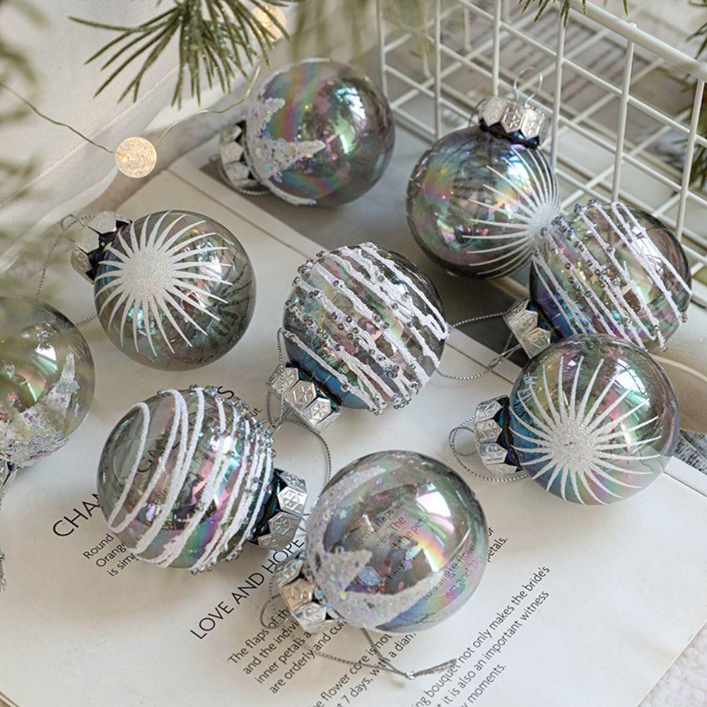 

6pcs Plastic Colorful Christmas Ball Pendant Shatterproof Merry Christmas Decor Party Favors Style 7