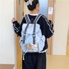 Schoolbag Korean Version Ins Star Backpack Bag Female Niche Design Student Schoolbag Large Capacity Transparent Pain Bag Casual Backpack