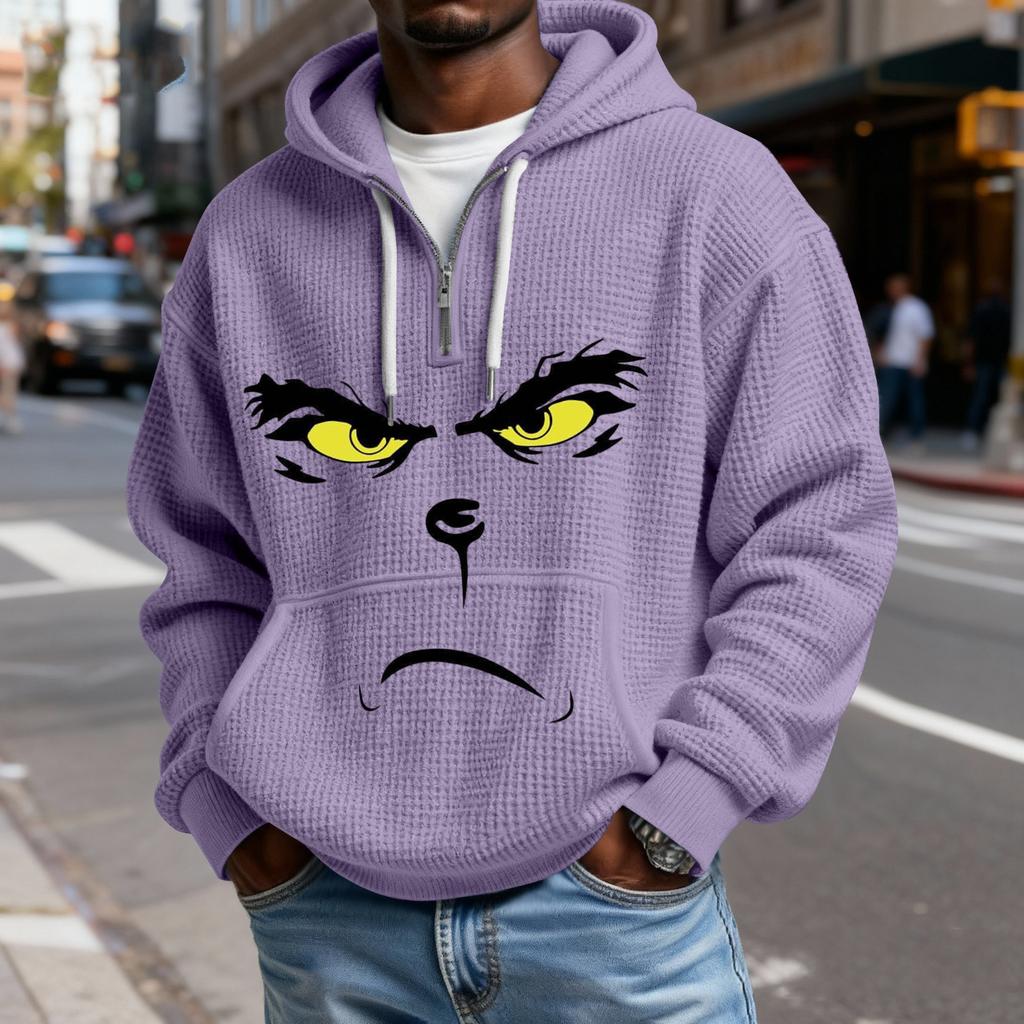 Mokaloha Men's Casual Solid Color  Zipper Long Sleeve Hooded Sweatshirt, Everyday Zipper Casual Long Sleeve T-Shirt