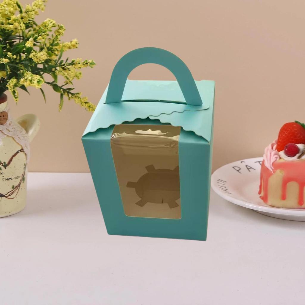 Pure White Handheld Cupcake Box with Insert and Window for Muffins and Pastries