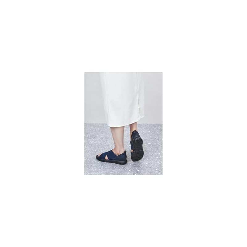 [Pansy] 4447 Open-toe shoes for women, 3E width, mesh knit, 24.5cm, navy.