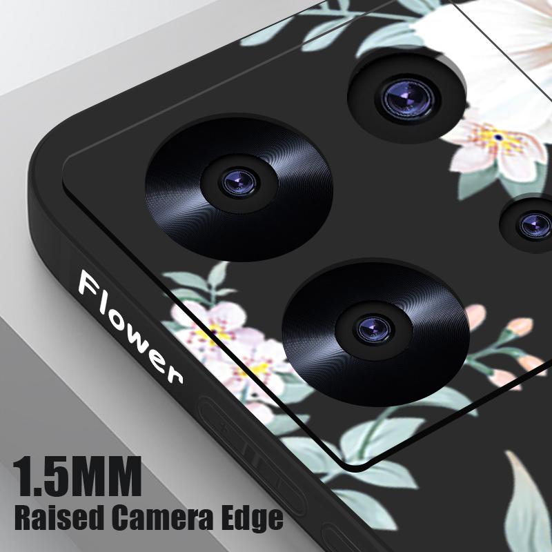 Coque fine mate à imprimé floral uni pour Xiaomi 13T Pro, Poco F6, X6, X5, Redmi Note 14 Pro, 13, 12, 11, avec cordon, en TPU souple et antichoc