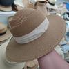 British Style Flat Top Straw Hat Women's Summer New Seaside Beach Hat Vacation Wind Shading Sun Protection Hat Top Hat