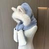 Winter New Fox Ears Women's Hat Scarf Gloves Integrated Three-piece Scarf Cute Plush Warm Windproof