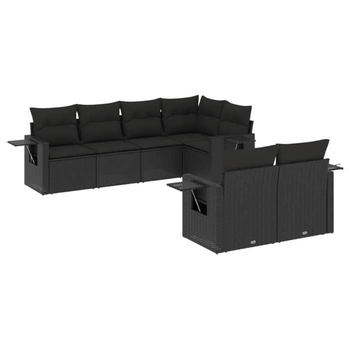 VidaXL Garden Lounge Set with Cushions 7 Pcs, Patio Sofas, Patio Furniture Set, Outdoor Furniture, Black 3220404