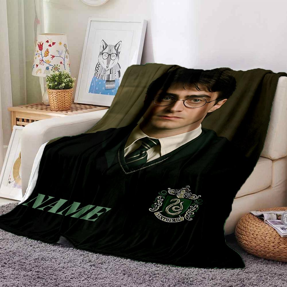 Custom Name Slytherin Pride Honor Blanket for Couch & Bed, Plush Cozy Fuzzy Blanket Super Soft & Warm Blankets for Fall and Winter. 090866