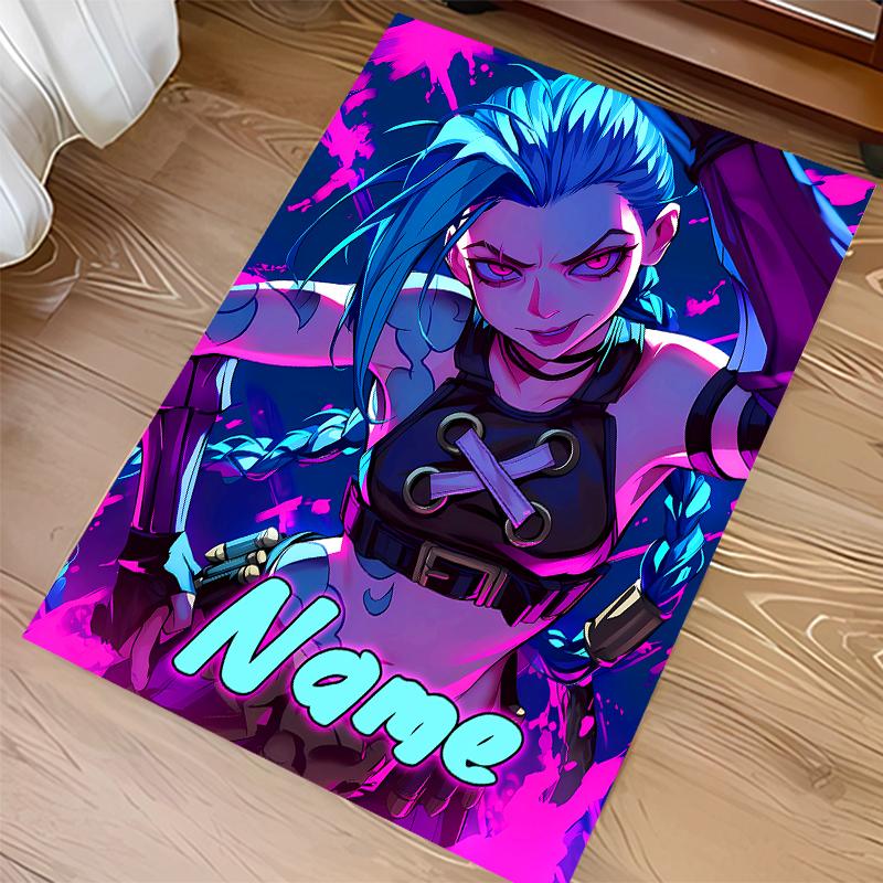 Custom Personalization League of Legends Jinx Print Area Rug - Soft, Washable Non-Slip Indoor Mat,Living Room,Home&Office Decorative Rug