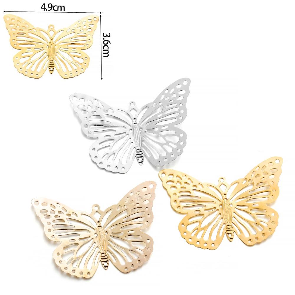 20/30Pcs Butterfly Filigree Wraps Metal Charm Pendant Connectors Crafts for DIY Jewelry Making Accessories Supplies