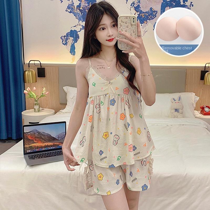 

Сексуальная женская пижама с подтяжками из хлопка, пижамный комплект для девочек, домашняя одежда с нагрудными подушечками, ночная одежда в стиле принцессы, домашняя одежда M