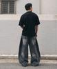 Beokeuldaun Side Tuck Curved Wide Denim Pants (Washed Grey)