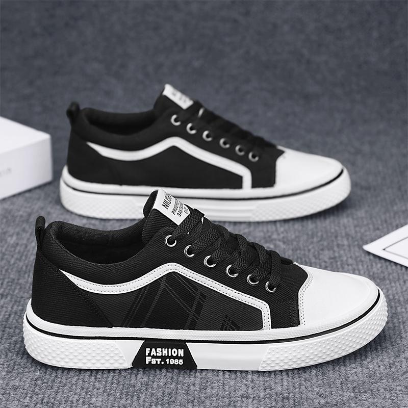 Men's Low-Top Canvas Shoes Spring Summer Breathable Fashionable Student Casual Shoes round Toe Non-Leather Leisure Sneakers