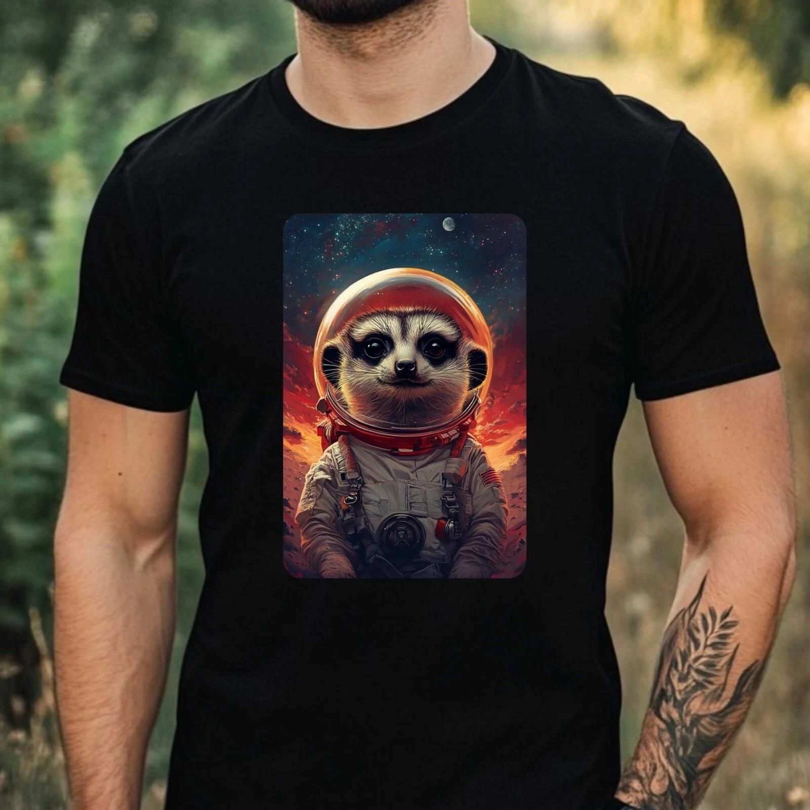 T-Shirt Herren Erdmännchen als Astronaut Motiv Baumwolle Größe XS bis 5XL XL