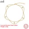 Effie Queen Fashion Flower Tassel Zircon Anklet Dainty 925 Sterling Silver Beach Leg Bracelet Anklets Foot Chain Jewelry SA72