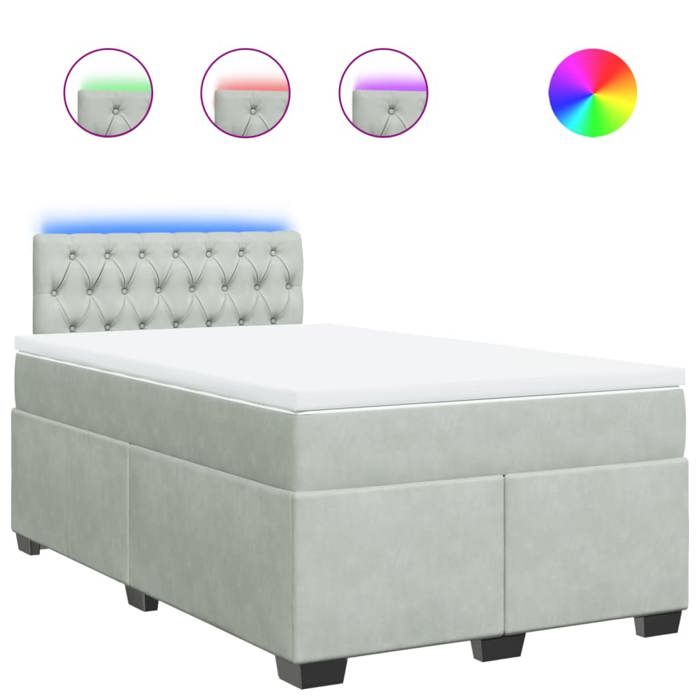 VidaXL Sommier à lattes de lit et matelas Gris clair 120x200cm Velours, lit, lit à plate-forme, lit à panneaux, meuble de 3288588