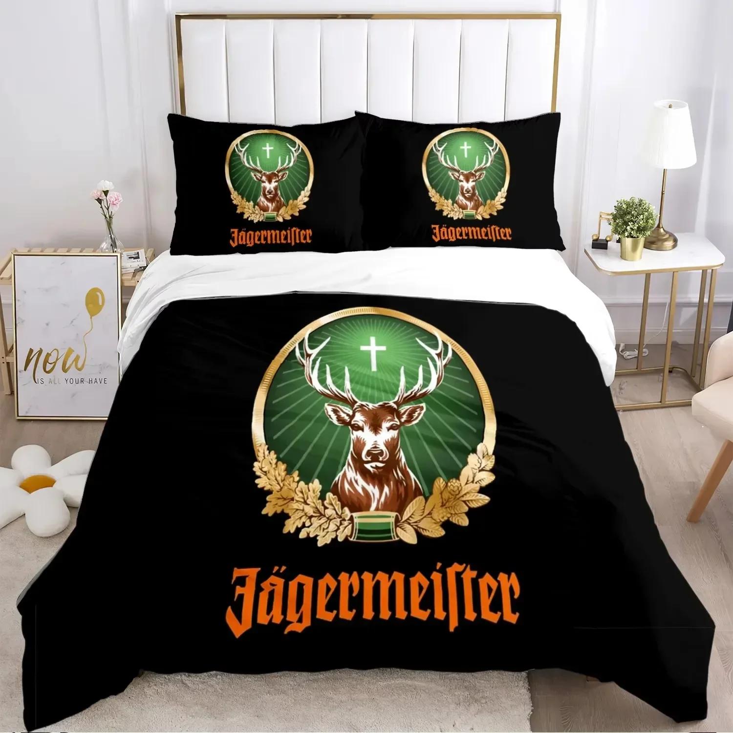 

Новий комплект постільної білизни J-Jagermeister з оленем Kawaii, покривало, ковдра та наволочки Односпальний, Двоспальний, Queen, King US Twin 173x218cm
