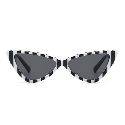 1038 Zebra Pattern Catwalk Sunglasses Women Narrow Model Street Style Cat Eye Fashion Trendy