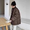 Crew neck down cotton-padded clothes women's medium and long models, new models, warm and fashionable simple cotton-padded clothes, cotton-padded jack