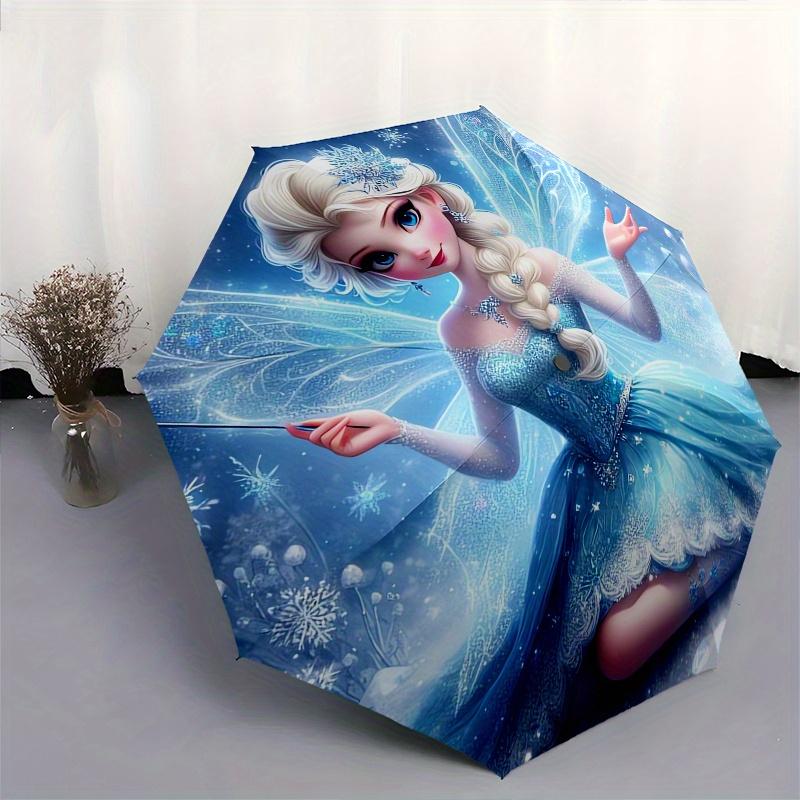 Elsa, Frozen Ombrello alla Moda con Apertura e Chiusura Automatica - Design Pieghevole a 8 Stecche, Leggero e Portatile, Adatto per l'Uso Quotidiano e Lavorativo