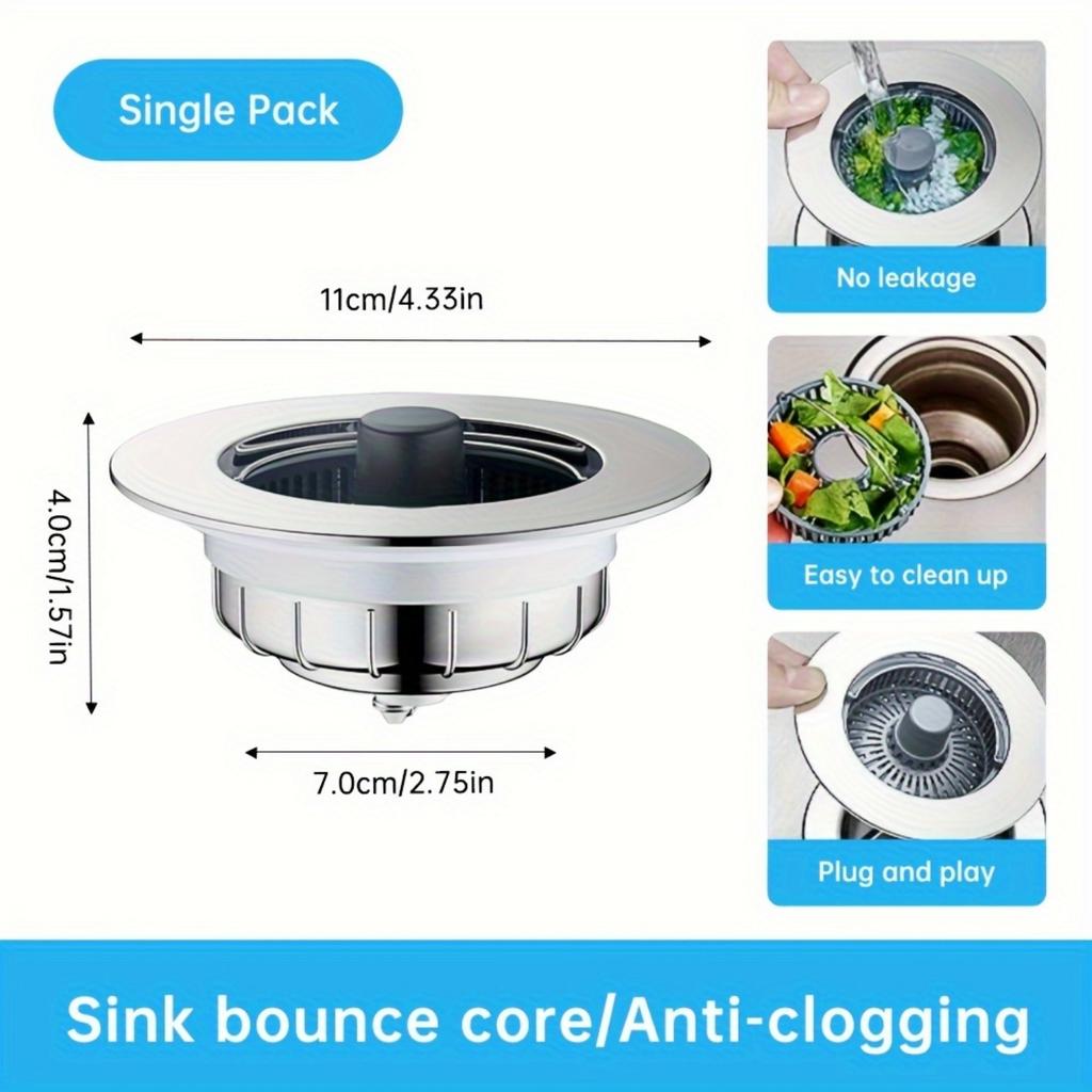 Musurjoy Brass Kitchen Sink Strainer and Drain Stopper, Anti Clogging Bounce Core with Extra Filter Basket.
