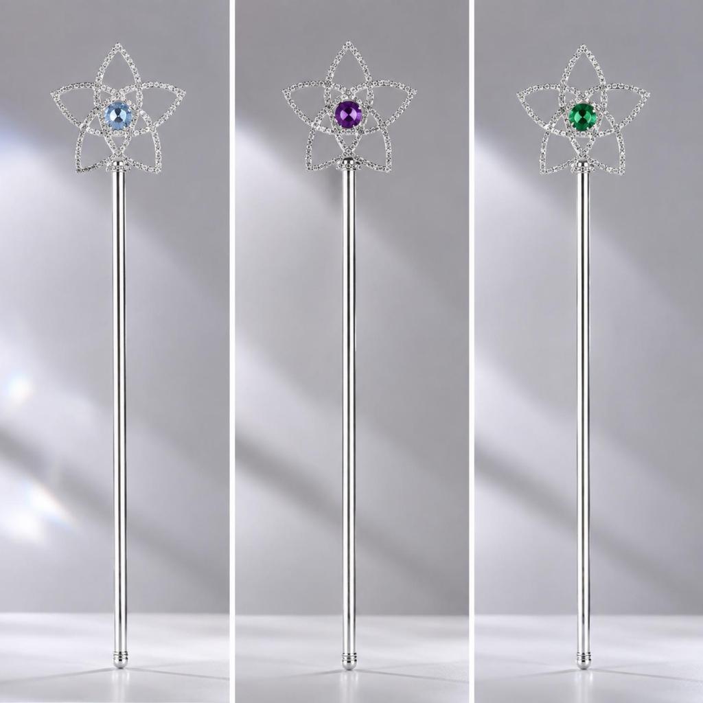 Sparkling Metal Wand with Rhinestone Detailing Eye-Catching Star Head Slim