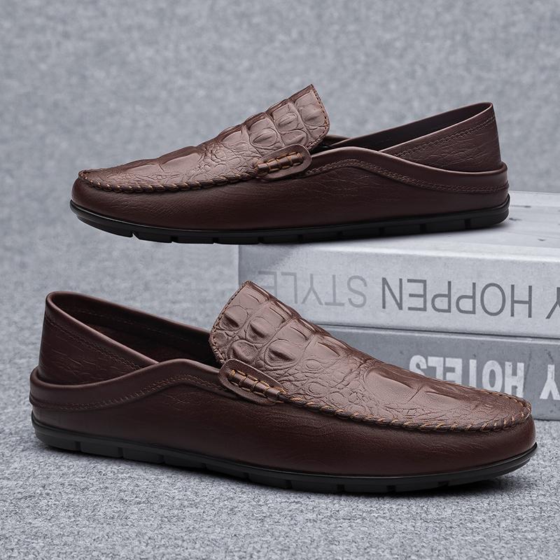 Fashion Genuine Leather Men Casual Shoes Handmade Formal Mens Loafers Moccasins Breathable Slip on Male Boat Shoes Soft Business Flats