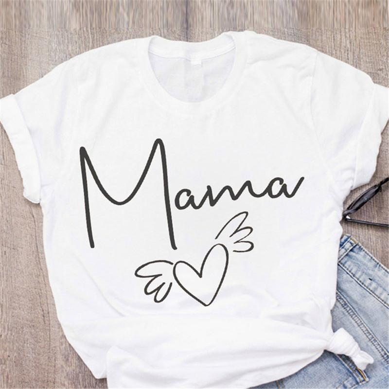 Neue Mama Buchstaben Shirts Bedrucktes Sommer Damen T-Shirt Lässig Kurzarm Tees Geometrische Figur Ulzzang Harajuku Damen Oberteile Shirt