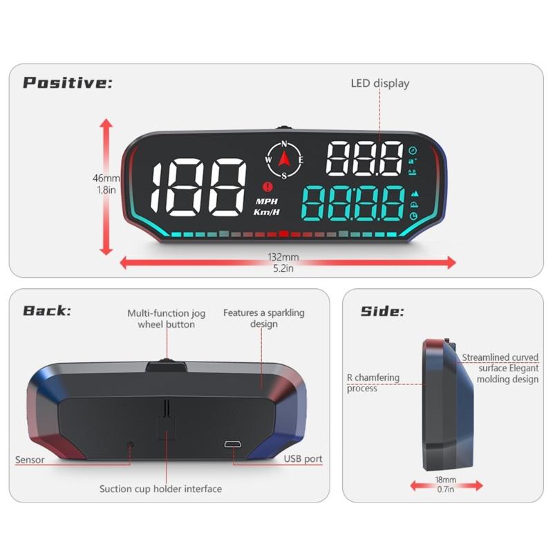 Indicator digital de viteză Vitezometru auto pentru camion Head Up Display KMH/MPH Vitezometru cu afișaj LED