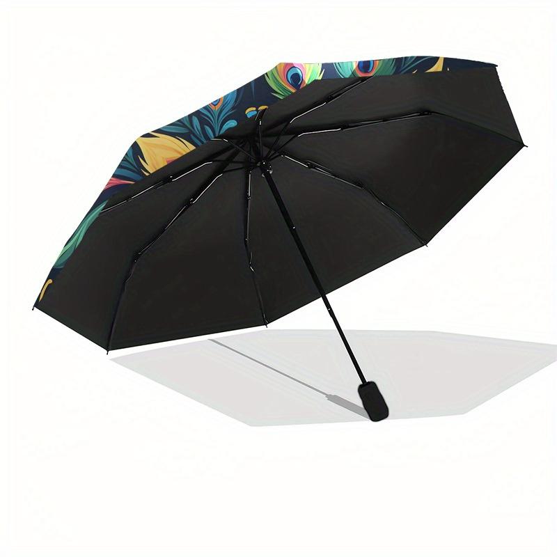 1pc Colorful Peacock Feather Mandala Umbrella with Plastic Handle,Suitable for All Seasons Home Travel Outdoor UmbrellaB1611