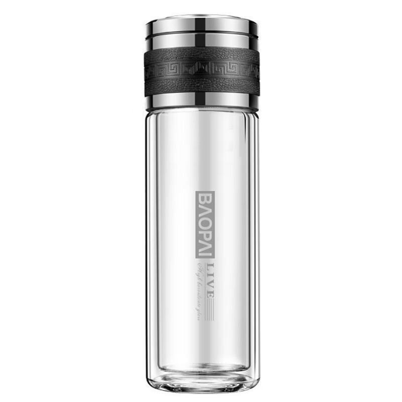 Leopard Double Wall Tea Infuser Glass Mug