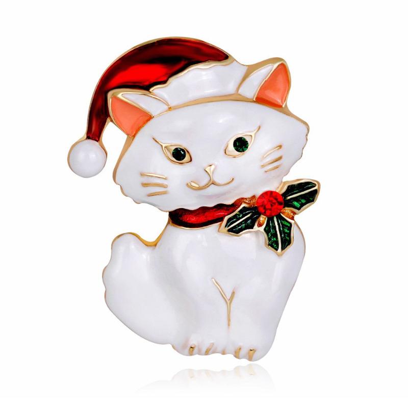 Christmas Vintage Animal Cute Cat Brooches Pins Women Coat Clothing Badges Jewelry Accessries