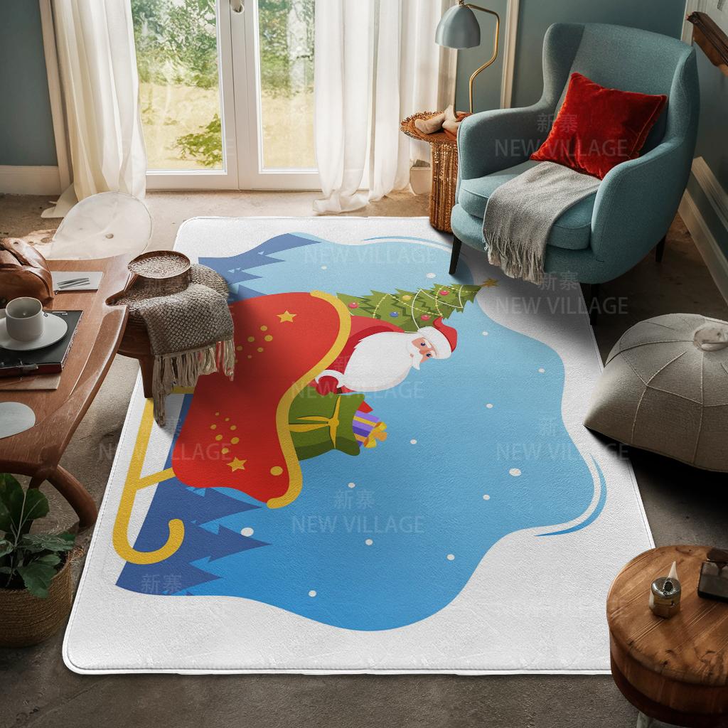 House Entrance Carpet Home Door Mat Living Room Bath Foot Bathroom Non-slip Water Absorption Rugs Bath Merry Christmas Winter