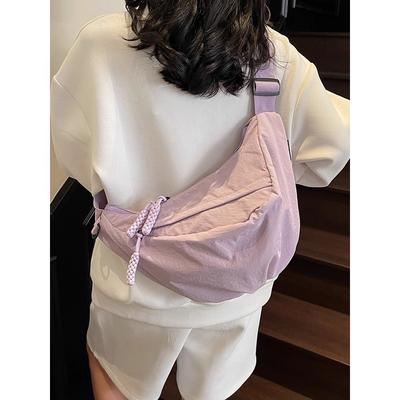 Large Capacity Dumpling Bag Women's New Lightweight Broadband Messenger Bag Nylon Canvas Commuter Bag Sports Cycling Bag