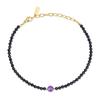 3mm Amethyst Black Tourmaline October Birthstone Lucky Charm Anklet for Women [KOAI]
