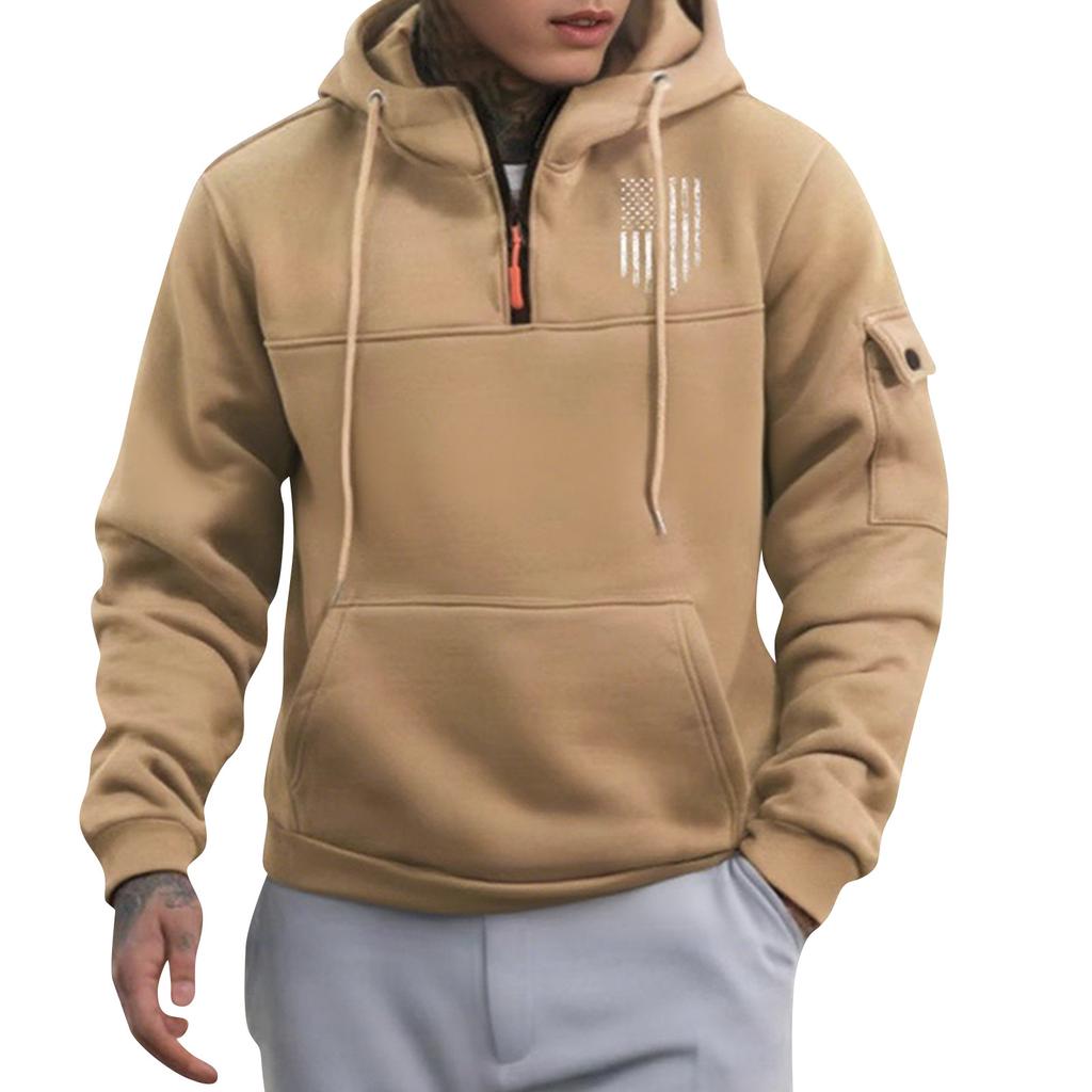 Men's Printed Sweatshirt Hoodie Zipper Arm Pocket Cardigan Men's Sports Large Size Casual Hoodie