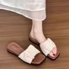 Fashion Square Head Elegant Open Toes Casual Slippers for Women's 2025 Summer New Thick Soled Comfortable Sandals Fashion Beach Draggers