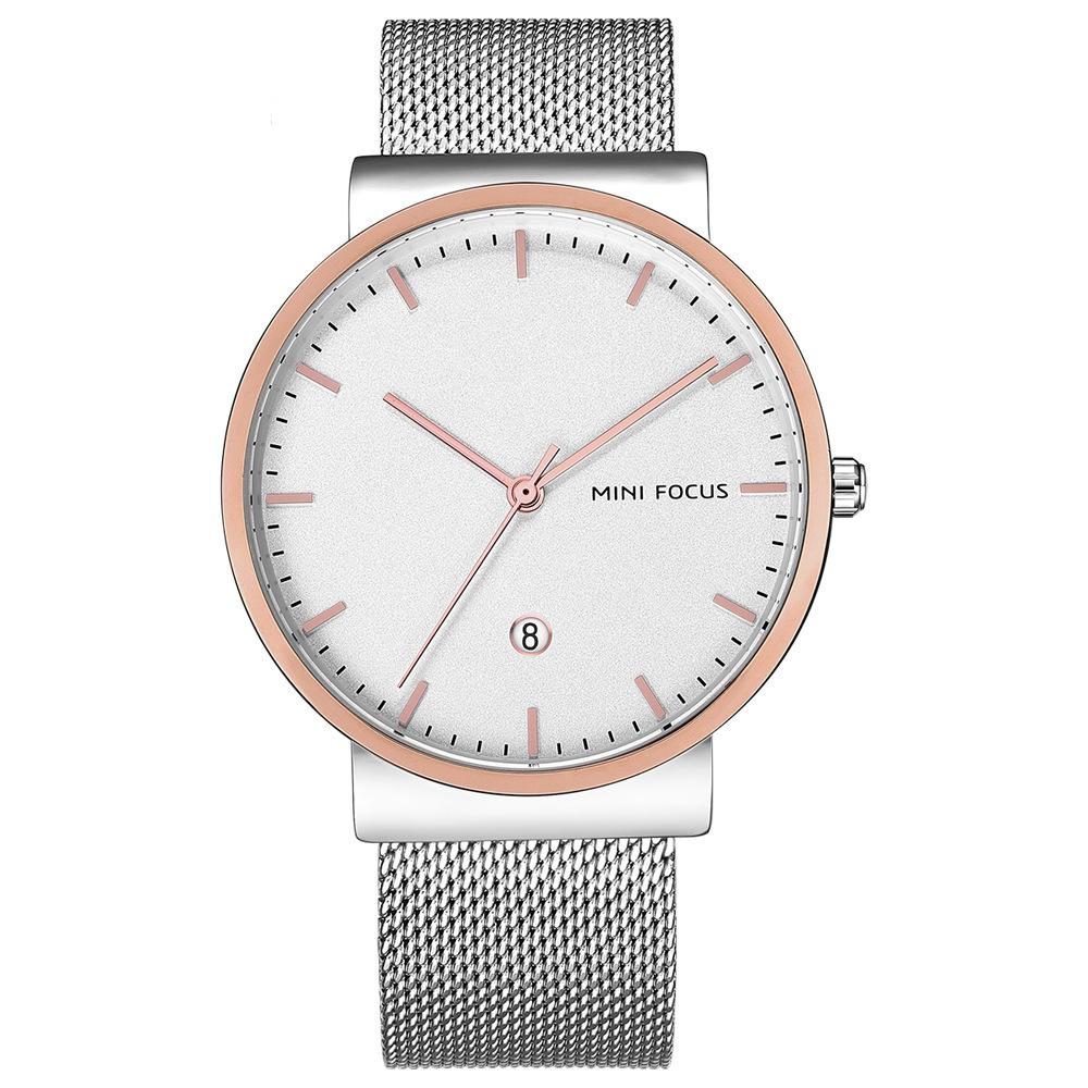 

Мужские часы с японским механизмом, календарем, водонепроницаемые, с металлическим сетчатым ремешком