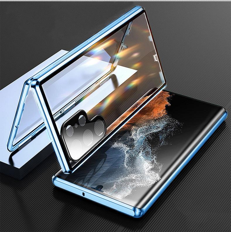 For Samsung Galaxy S25 S24 S23 S22 S21 Ultra Case 360° Full Surround Metal Magnetic With Screen Glass Camera Protection Cover