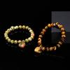 JD Natural Pink Quartz Yellow Tiger Eye Unakite Heart Pendant Beaded Bracelet Women Lovers Elegant Handmade Stretch Healing Gift