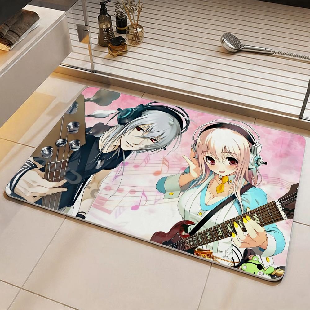 Character S-Super Sonico Floor Mat Eco Diatomite Antibacterial Odor-Resistant Floor Mat & Drain Pad for Kitchen & Bathroom