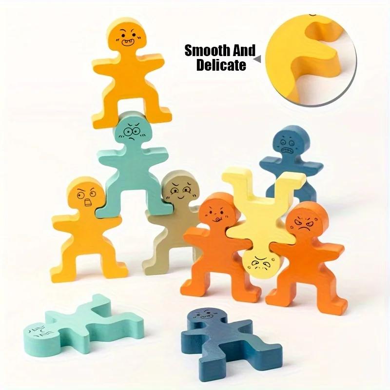 Wooden Funny Little Man Balance Stacking Fun Flavor Puzzle Early Education Hands-on Balance Ability Training Enlightenment Toys