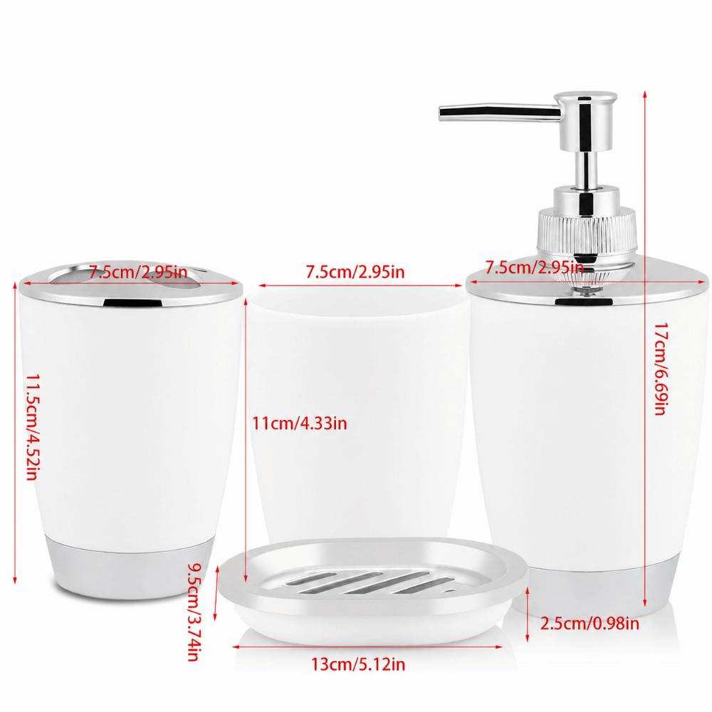 4 Piece Includes Cup Toothbrush Holder Soap Dish Bathroom Suit Accessories