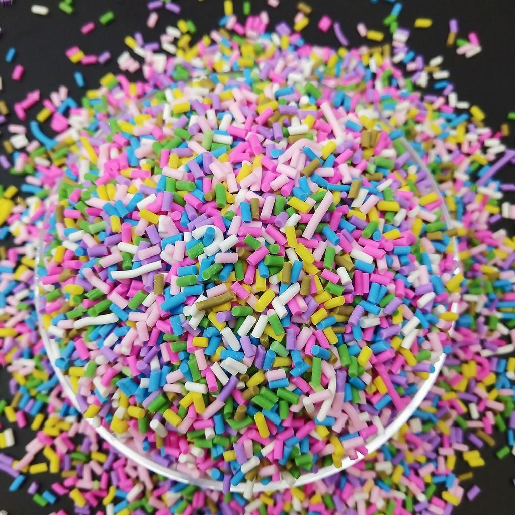 50g/lot Mix Colourful Cylindrical Strip Candy Polymer Clay Slices Sprinkles for DIY Nail Arts Kids  And Slime Filling