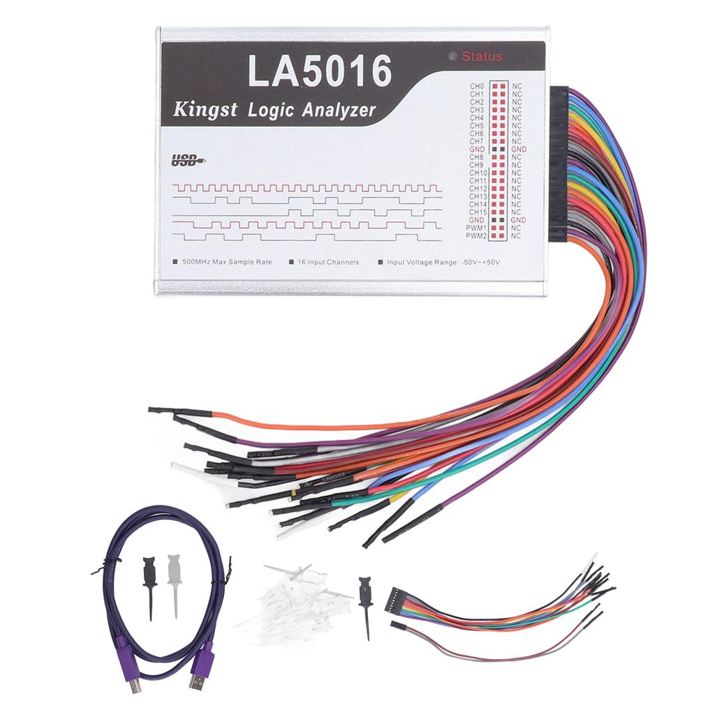 16 Channel Logic Analyzer with 500M Sampling Rate Adjustable Threshold Analyzer Device ?50?50V
