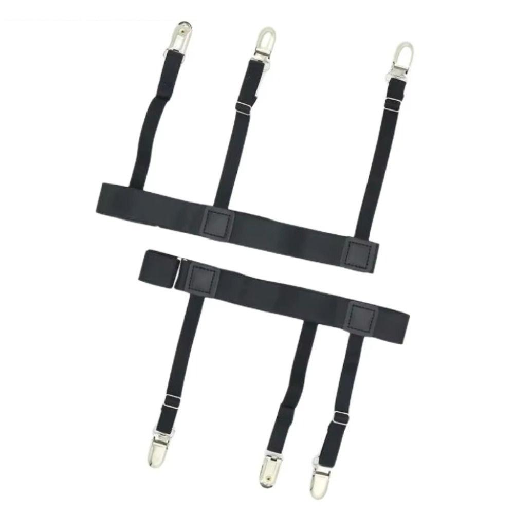 1 Pair Elastic Shirt Holder Stays Three Clip Thigh Suspender Garter Socks Fastener Clip Men Women