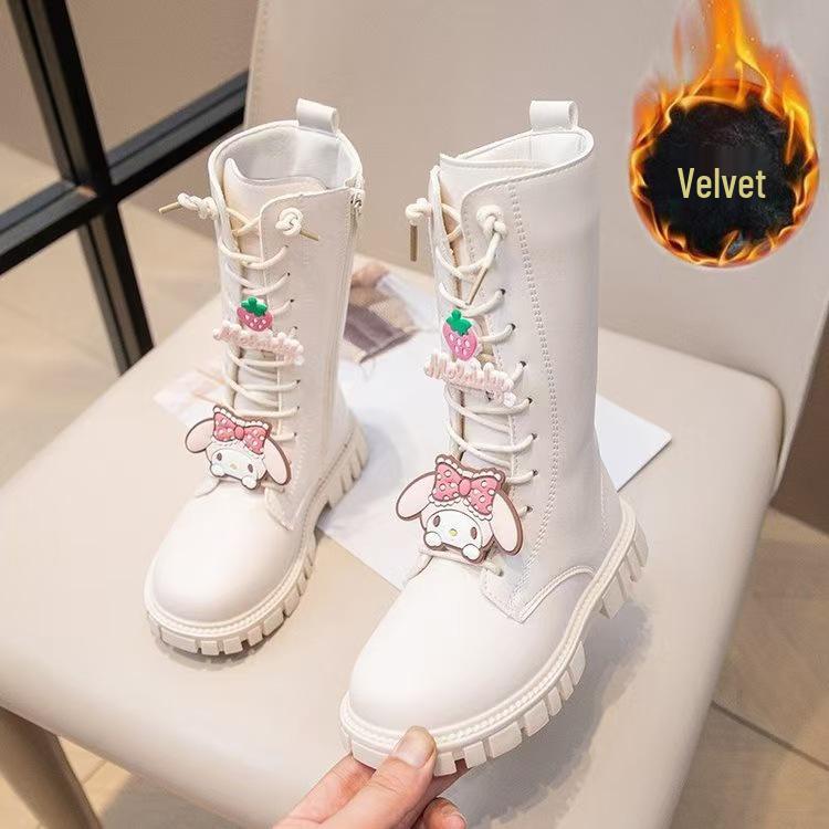 Girls' Leather Martin Boots: Cute Buckle High Boots for Autumn/Winter 2025