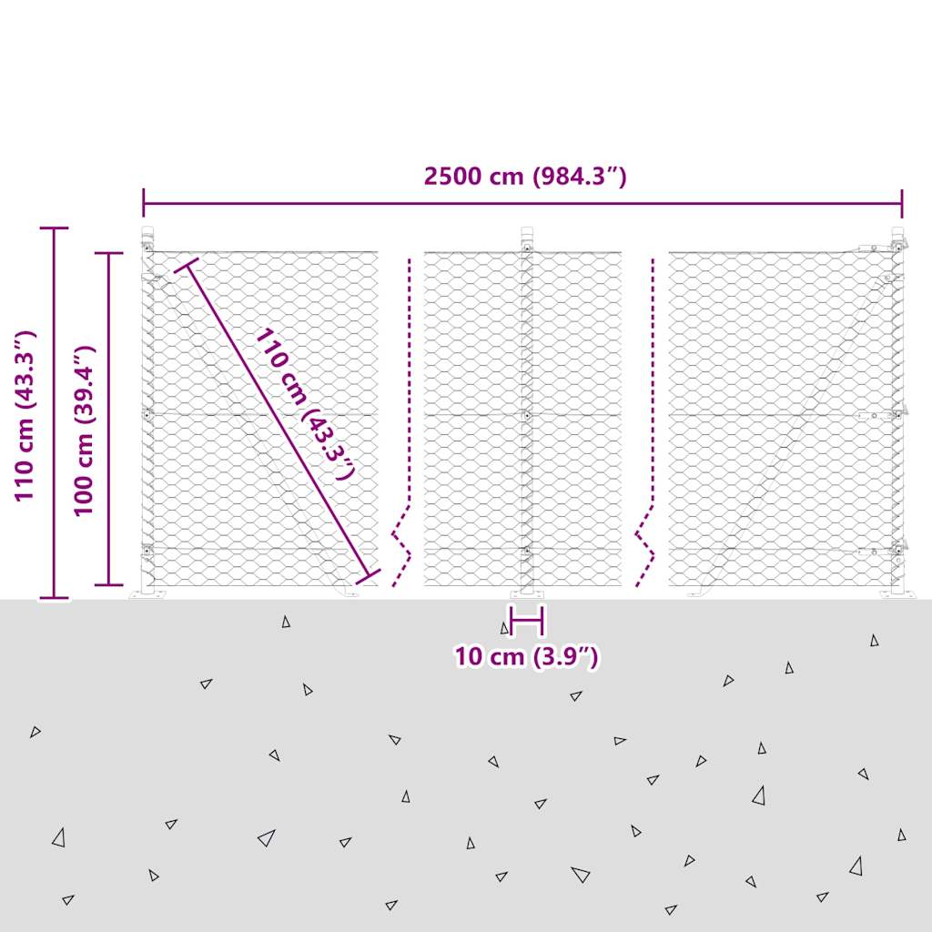 Welded Wire Fence with Concrete Foundation 25 x 1 m (W x H)